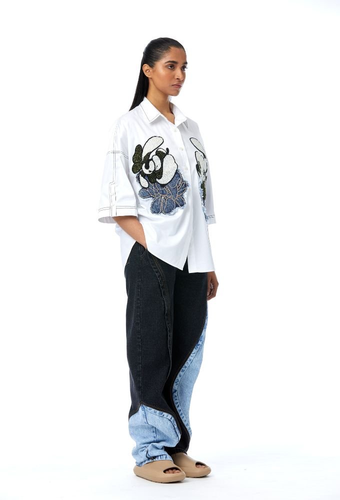 'Warped Vine' Dual Embellished Shirt - Kanika Goyal Label