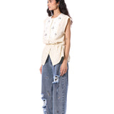 PORTIA' EMBELLISHED DENIM PANTS