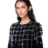 BLEU FRAY EMBELLISHED DRESS