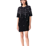 BLEU FRAY EMBELLISHED DRESS