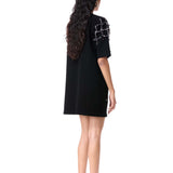 BLEU FRAY EMBELLISHED DRESS