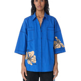 ‘SYLVIE’ Faux Leather Appliquè Shirt