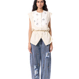 PORTIA' EMBELLISHED DENIM PANTS