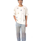 DIAMANTE' EMBELLISHED DENIM PANTS