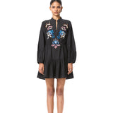 'GOLDRIFT' EMBELLISHED LINEN DRESS