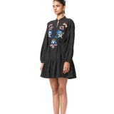 'GOLDRIFT' EMBELLISHED LINEN DRESS