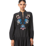 'GOLDRIFT' EMBELLISHED LINEN DRESS