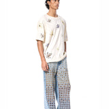 DIAMANTE' EMBELLISHED DENIM PANTS