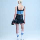 CONCENTRIC CUT DENIM BRALETTE