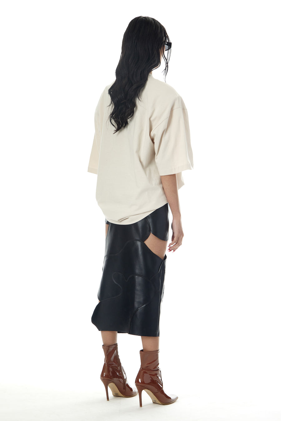 'Molten Goop' Faux Leather Patch Skirt