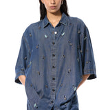 DUSKEI' EMBELLISHED DENIM SHIRT