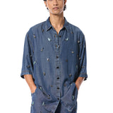 DUSKEI' EMBELLISHED DENIM SHIRT