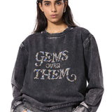 GEMS OVER THEM' EMBELLISHED SWEATSHIRT