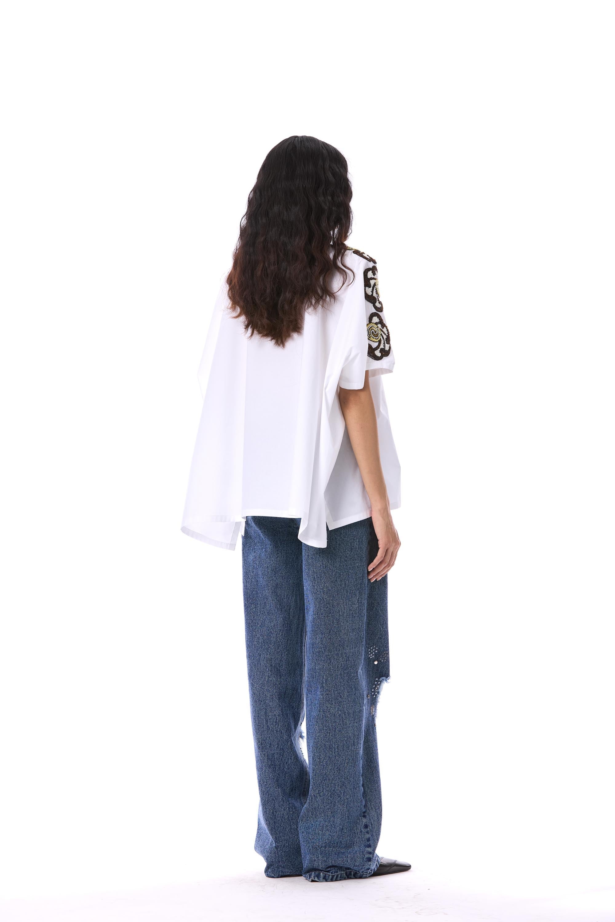 ALHENA' EMBELLISHED DENIM PANTS - Kanika Goyal Label