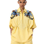 'ASTRAL KNOT' EMBELLISHED LINEN TOP - Kanika Goyal Label