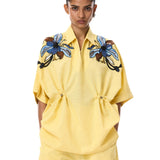 'ASTRAL KNOT' EMBELLISHED LINEN TOP - Kanika Goyal Label
