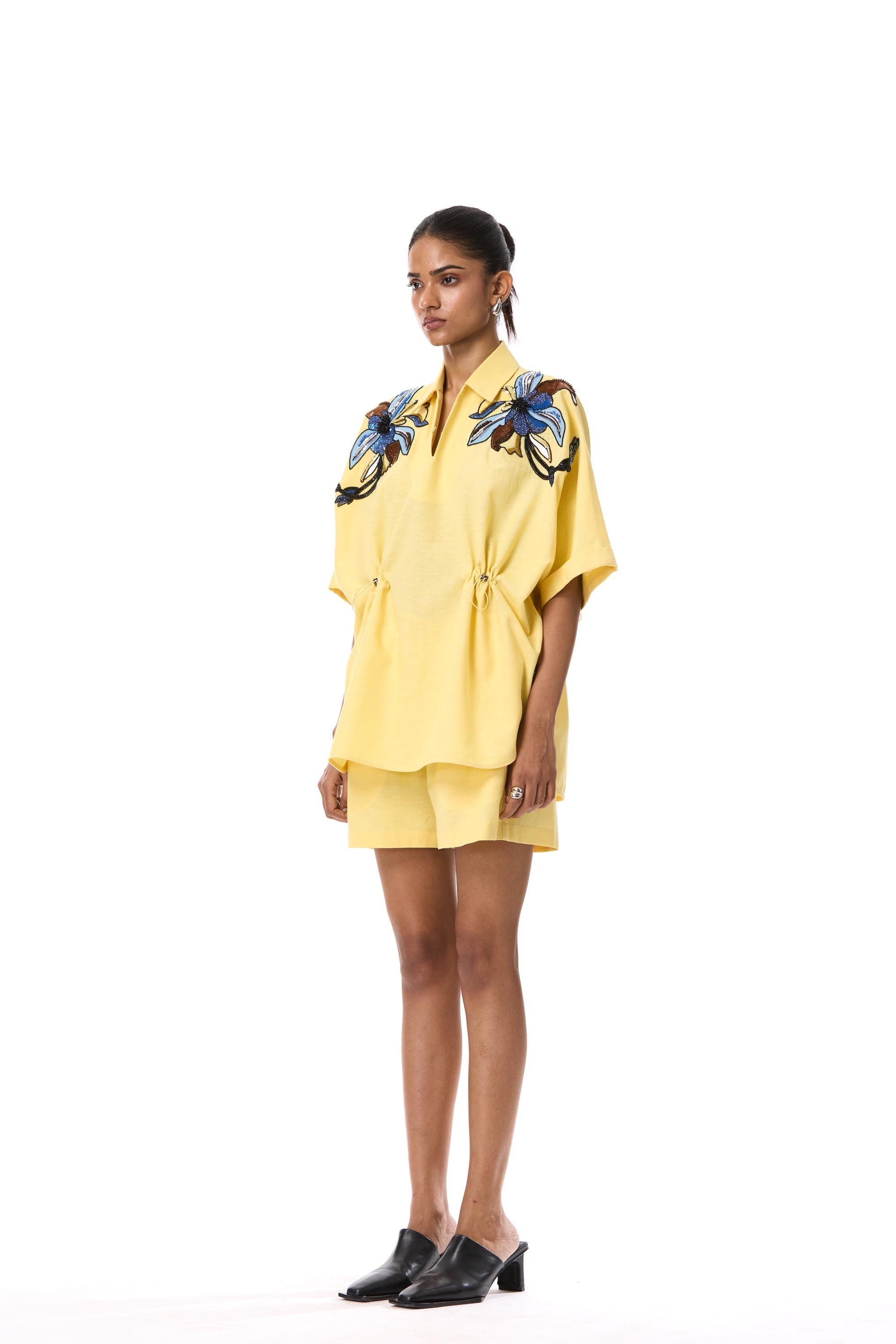 'ASTRAL KNOT' EMBELLISHED LINEN TOP - Kanika Goyal Label
