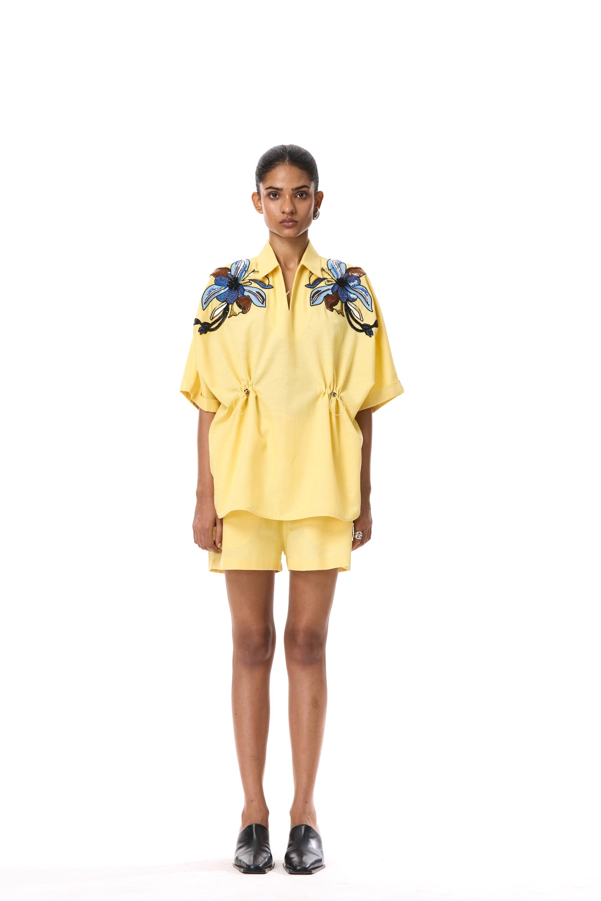'ASTRAL KNOT' EMBELLISHED LINEN TOP - Kanika Goyal Label