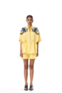 'ASTRAL KNOT' EMBELLISHED LINEN TOP - Kanika Goyal Label