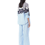Black Rose' Pin Striped Hand - Embellished Shirt with Pants - Kanika Goyal Label