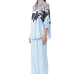 Black Rose' Pin Striped Hand - Embellished Shirt with Pants - Kanika Goyal Label