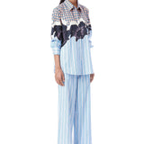 Black Rose' Pin Striped Hand - Embellished Shirt with Pants - Kanika Goyal Label