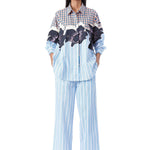 Black Rose' Pin Striped Hand - Embellished Shirt with Pants - Kanika Goyal Label