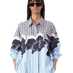 Black Rose' Pin Striped Hand - Embellished Shirt with Pants - Kanika Goyal Label