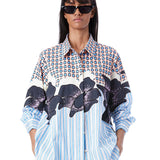 Black Rose' Pin Striped Hand - Embellished Shirt with Pants - Kanika Goyal Label