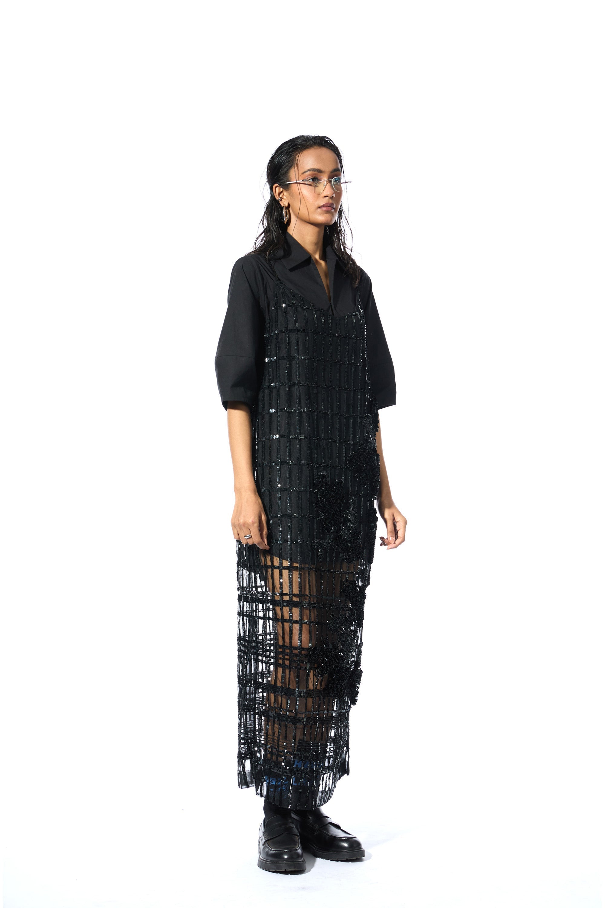 BLACK SHIRT DRESS - Kanika Goyal Label