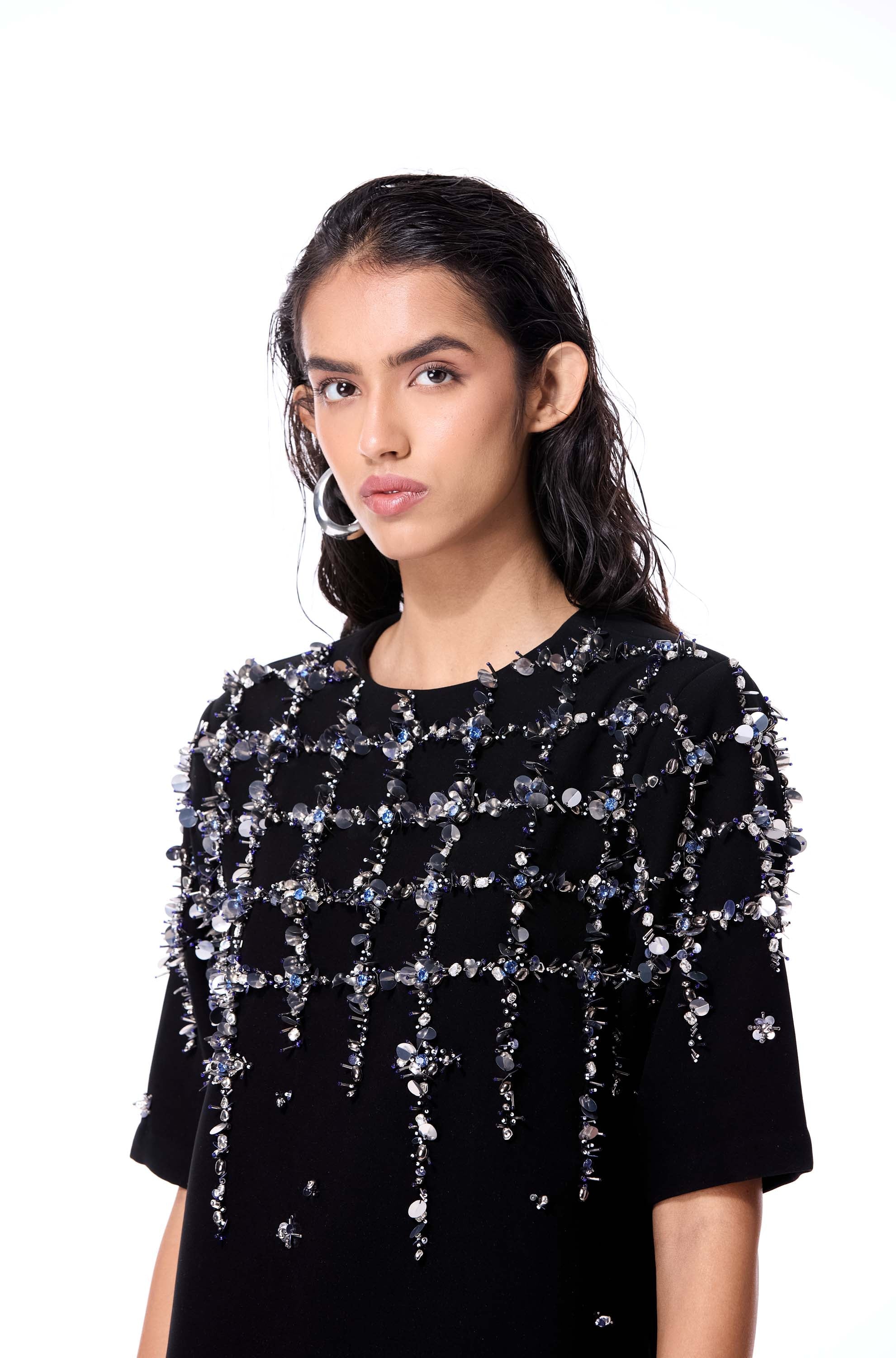 BLEU FRAY EMBELLISHED DRESS - Kanika Goyal Label