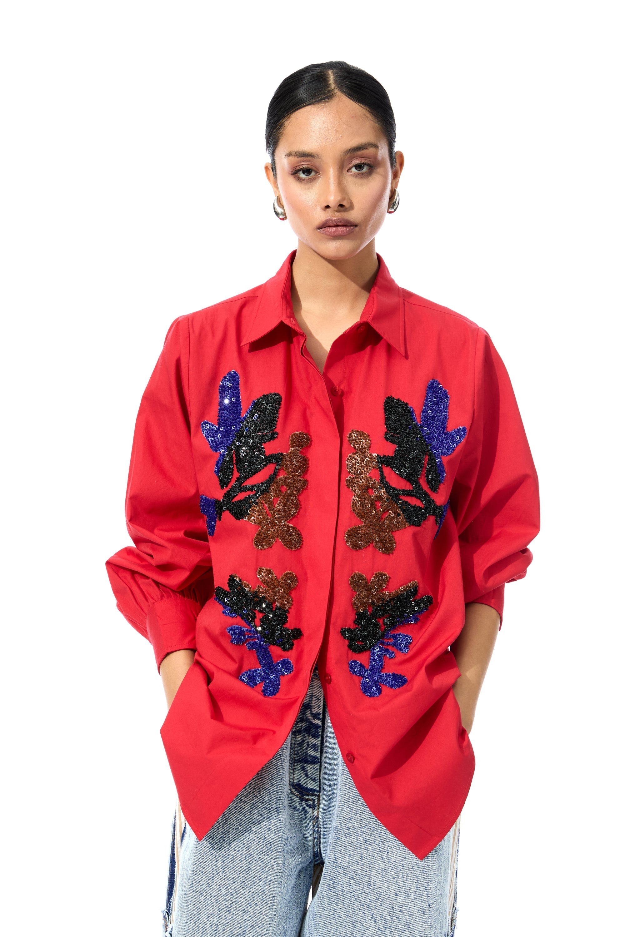 CELESTICH' RED SHIRT - Kanika Goyal Label