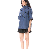COMET HAZE' EMBELLISHED DENIM TOP - Kanika Goyal Label
