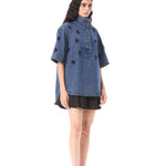 COMET HAZE' EMBELLISHED DENIM TOP - Kanika Goyal Label