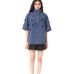 COMET HAZE' EMBELLISHED DENIM TOP - Kanika Goyal Label