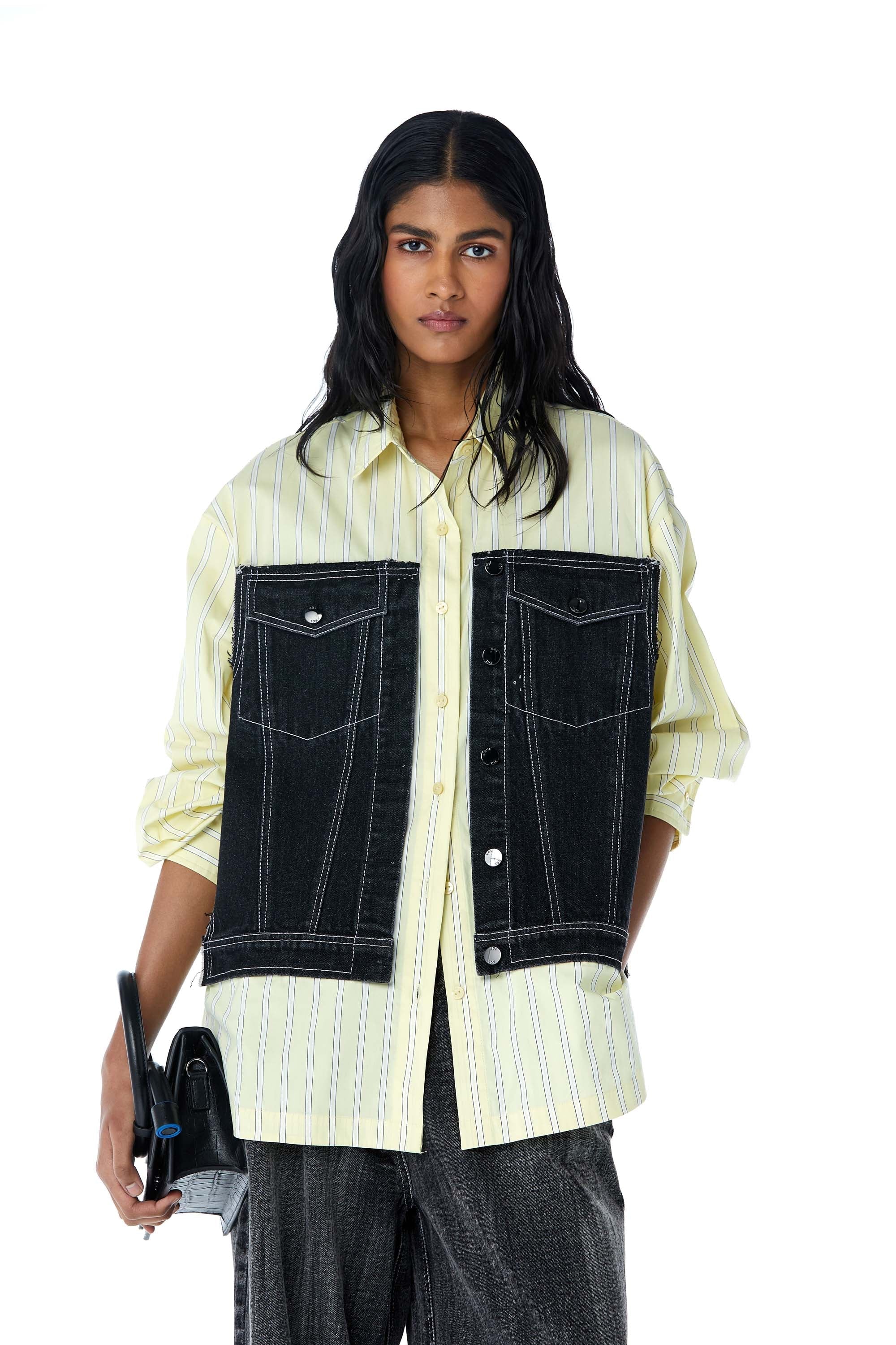 CONCENTRIC CUT' Denim Shirt - Kanika Goyal Label