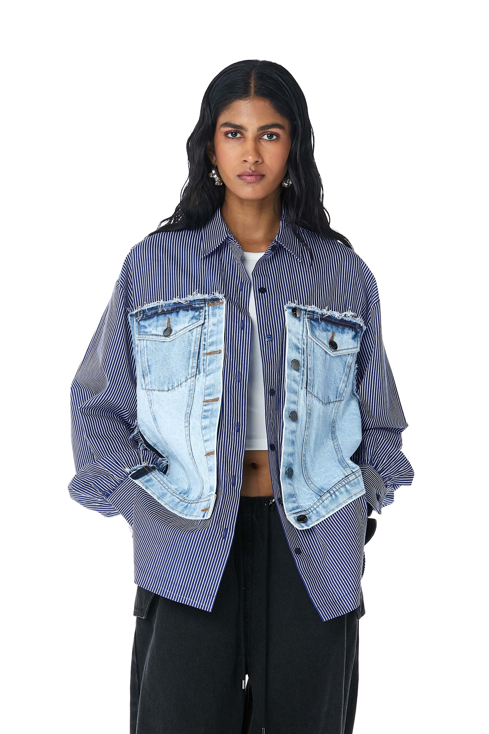CONCENTRIC CUT' Denim Shirt - Kanika Goyal Label