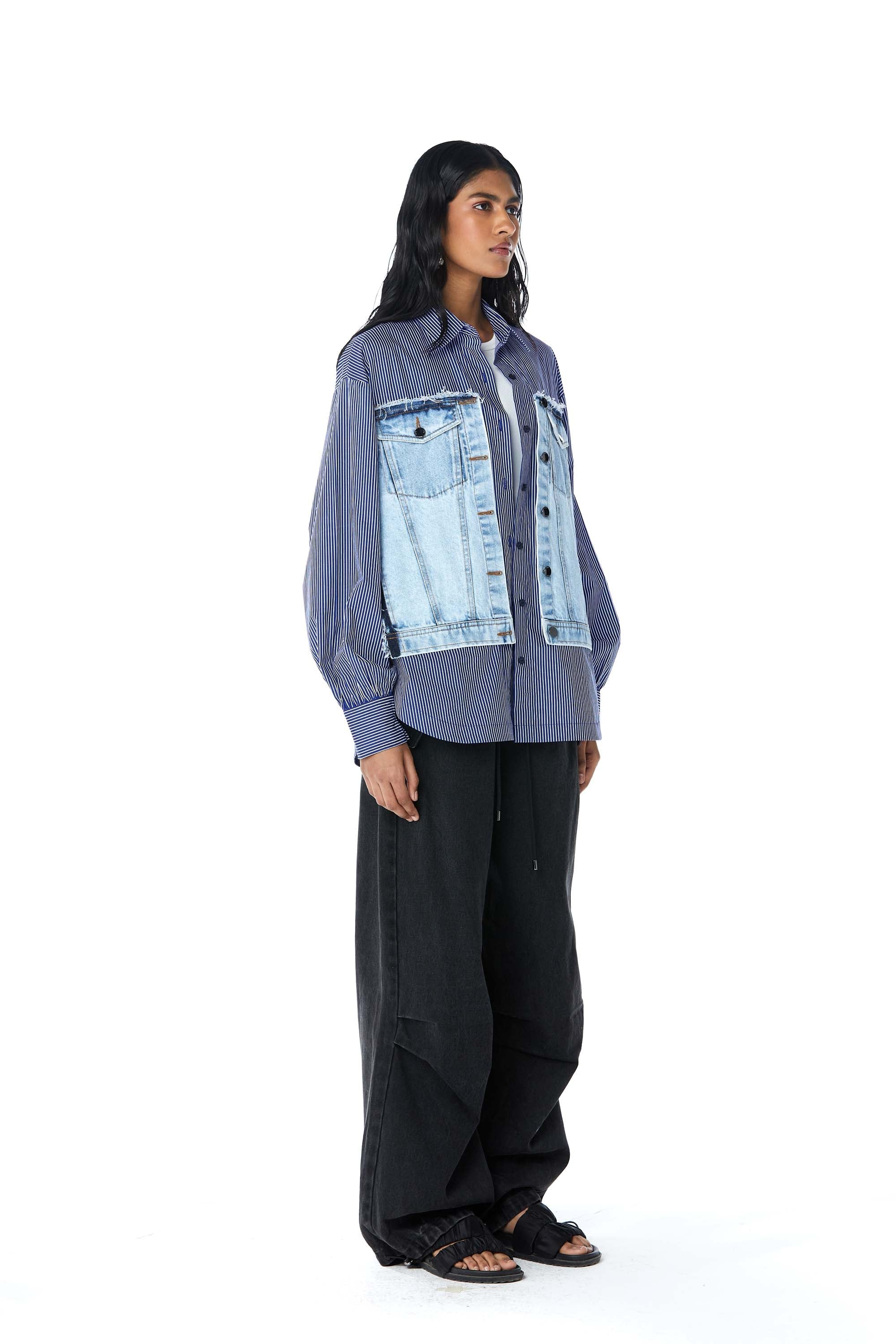 CONCENTRIC CUT' Denim Shirt - Kanika Goyal Label