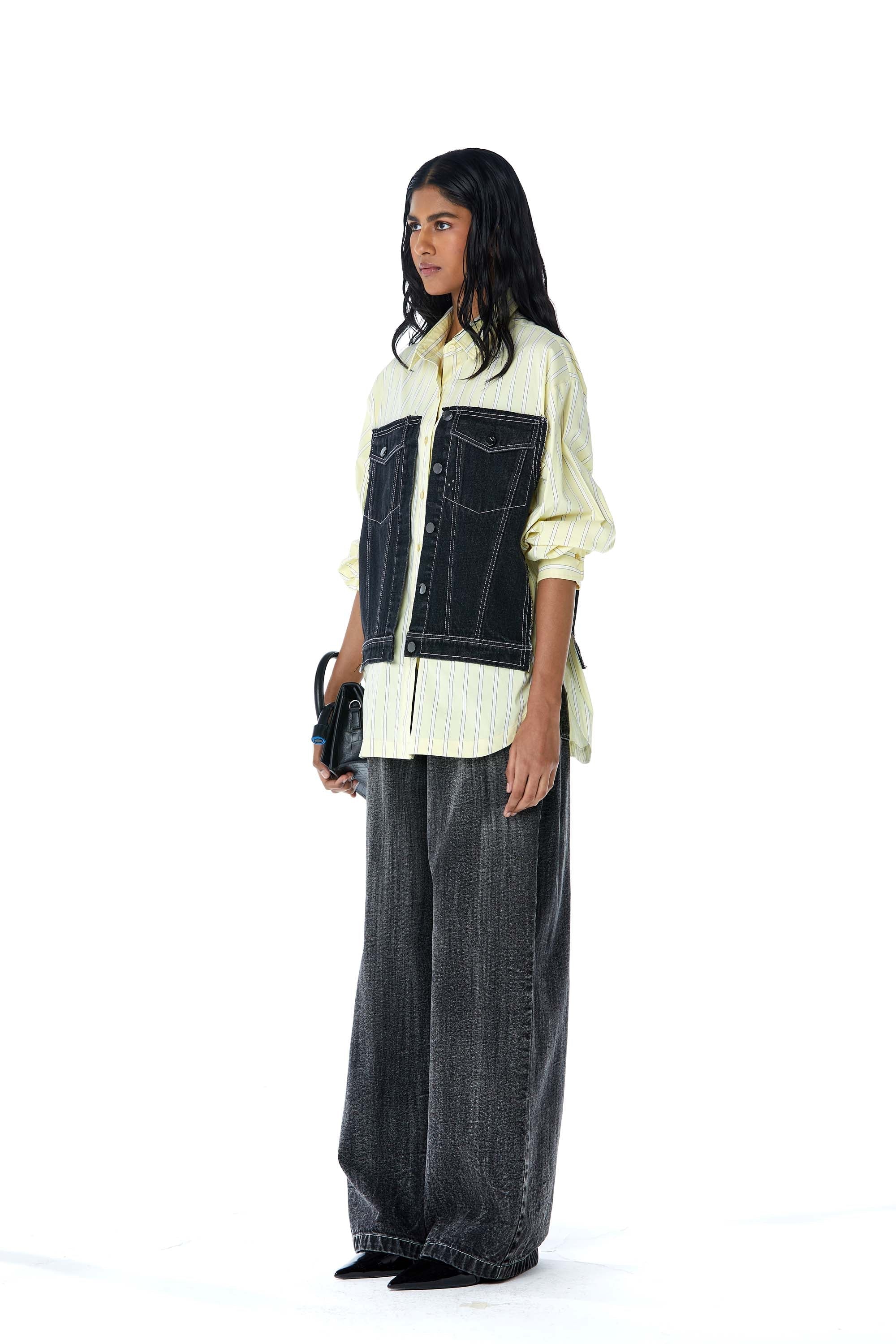 CONCENTRIC CUT' Denim Shirt - Kanika Goyal Label
