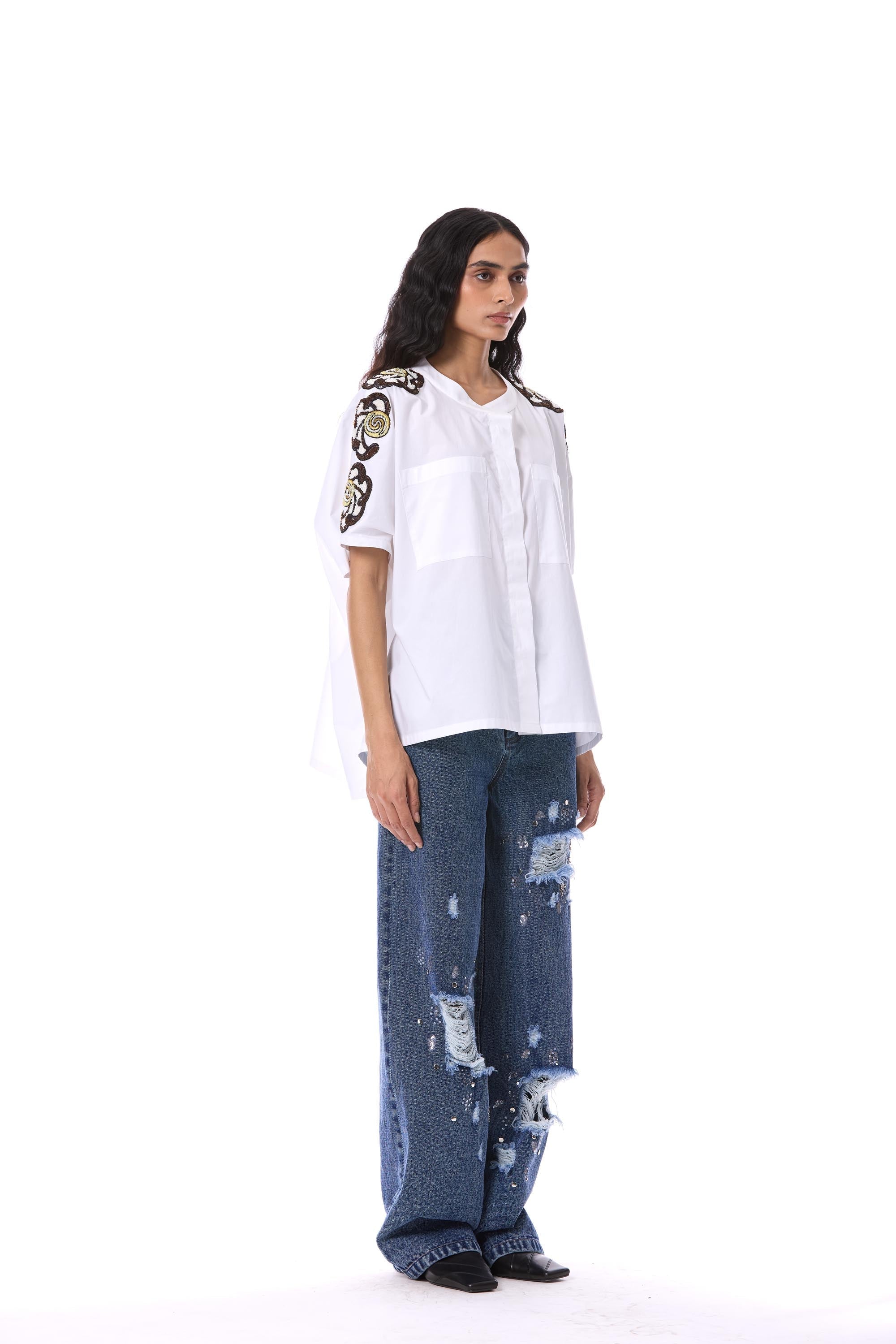 DESERT PLUME' EMBELLISHED SHIRT - Kanika Goyal Label