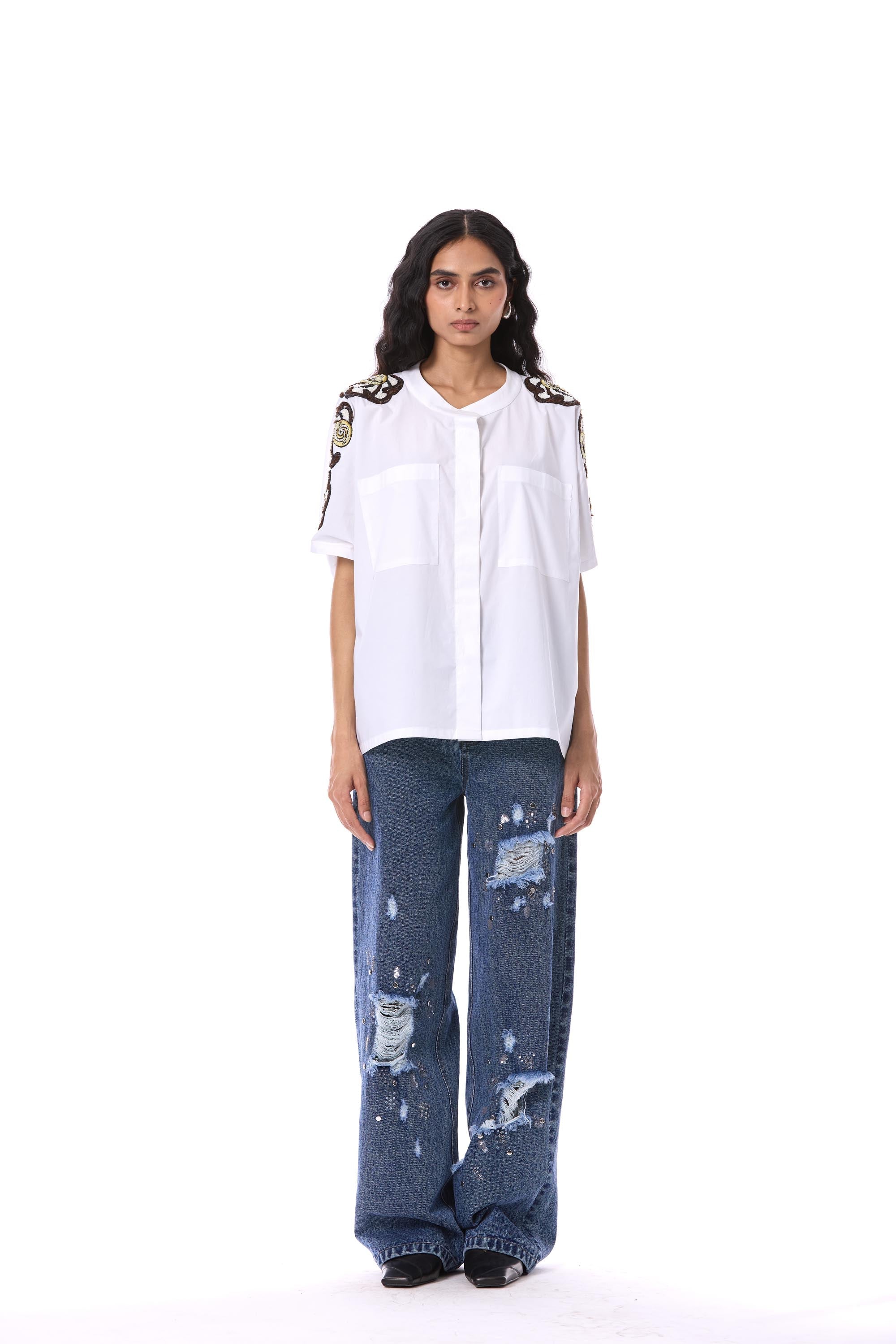 DESERT PLUME' EMBELLISHED SHIRT - Kanika Goyal Label