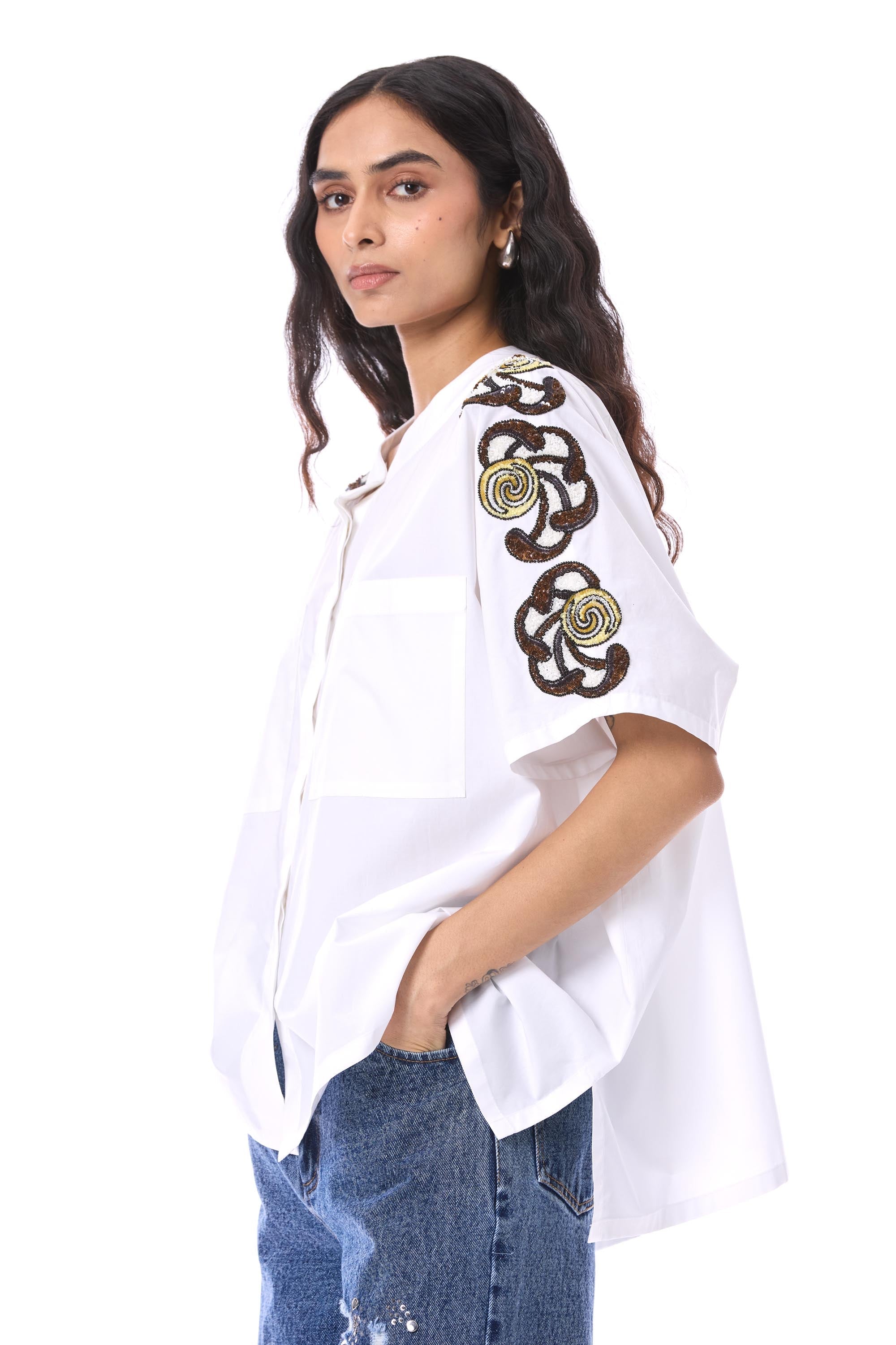 DESERT PLUME' EMBELLISHED SHIRT - Kanika Goyal Label