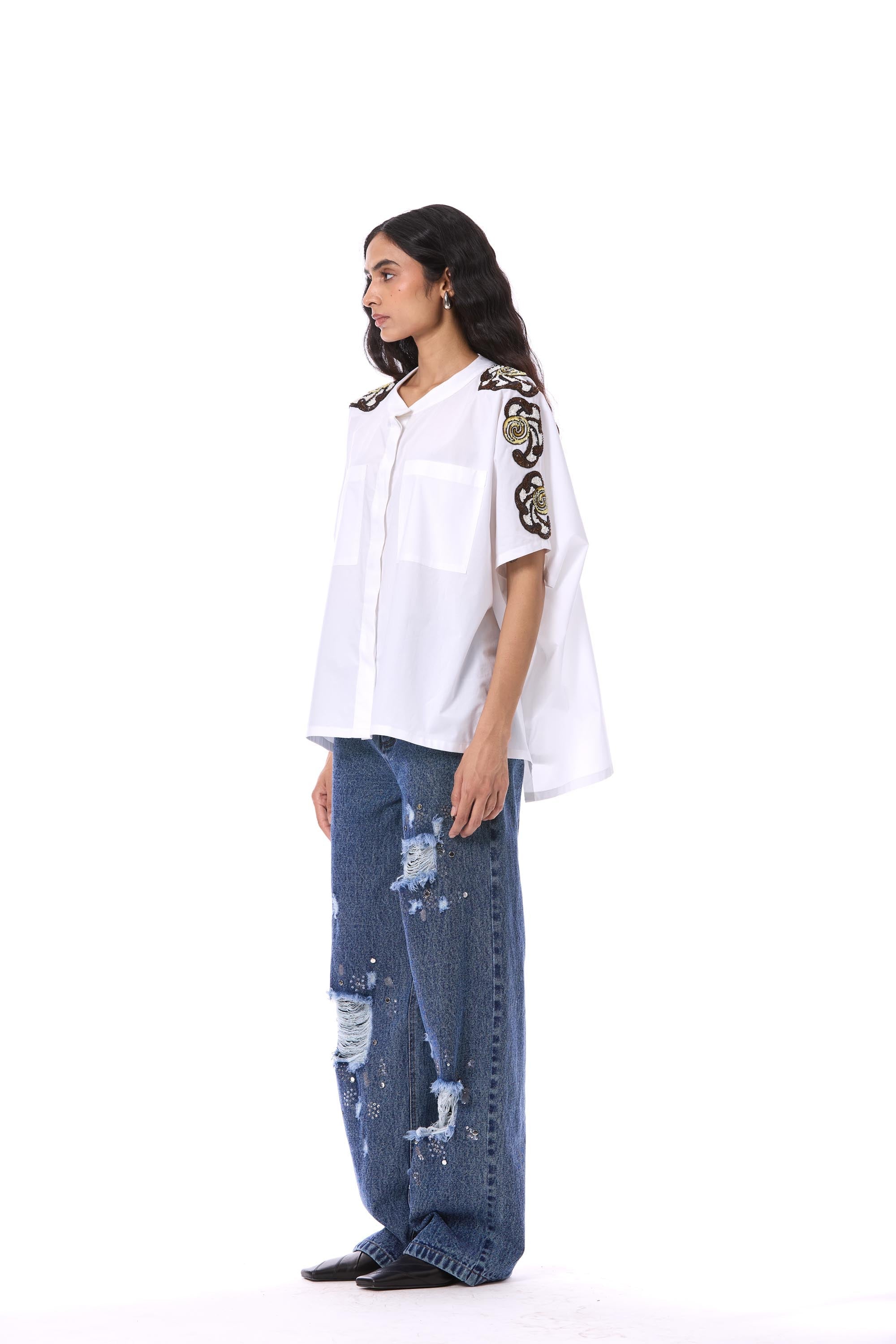 DESERT PLUME' EMBELLISHED SHIRT - Kanika Goyal Label
