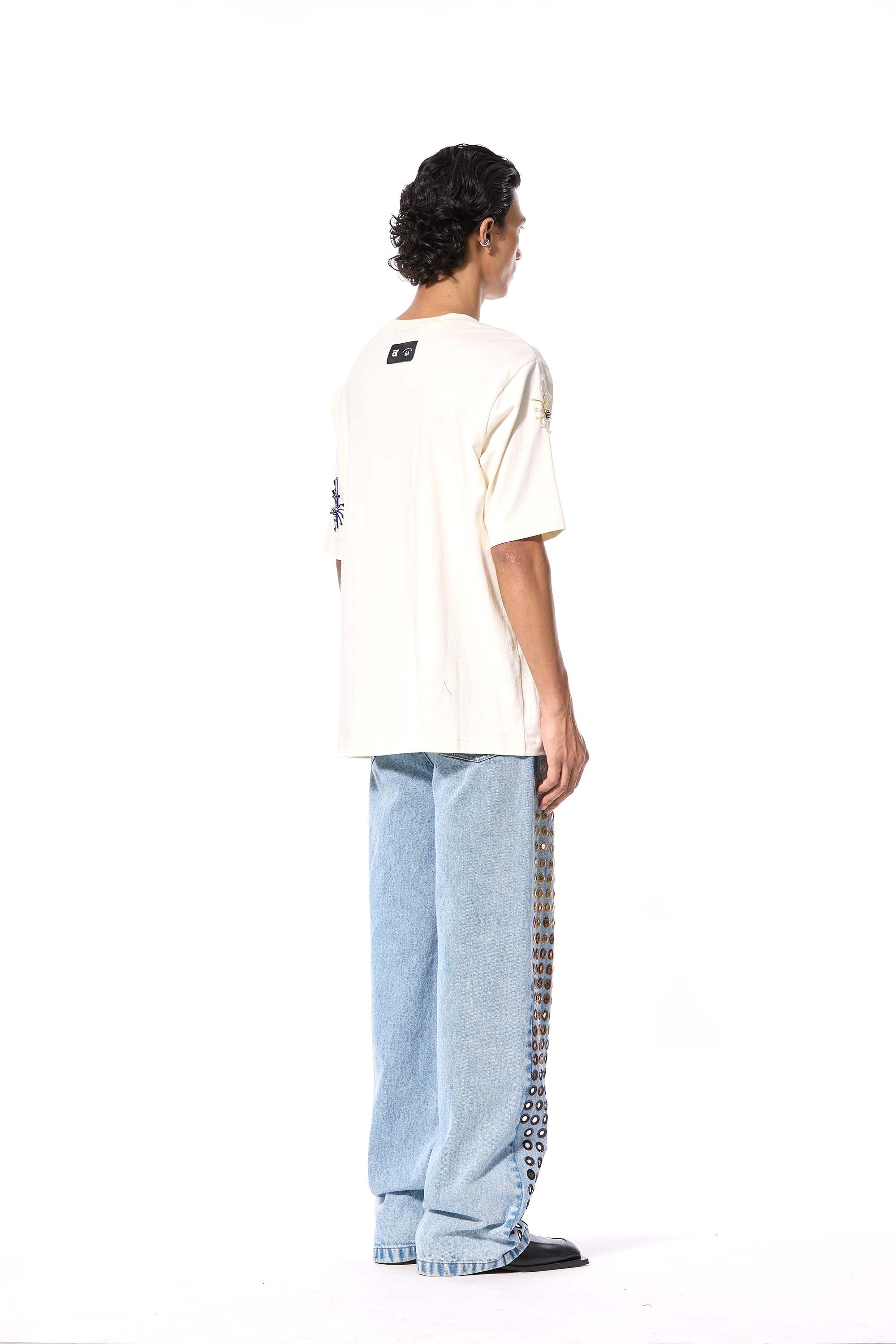 DIAMANTE' EMBELLISHED DENIM PANTS - Kanika Goyal Label