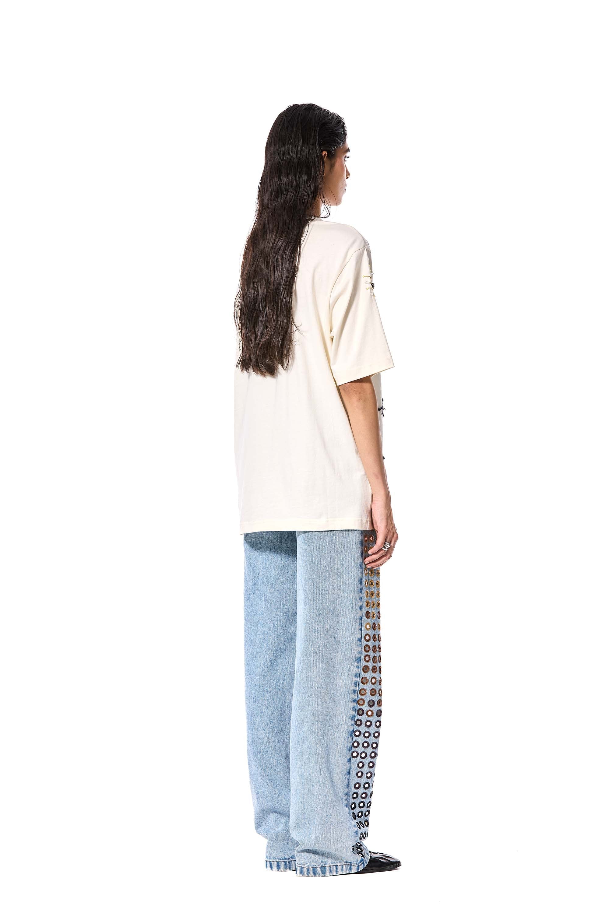 DIAMANTE' EMBELLISHED DENIM PANTS - Kanika Goyal Label