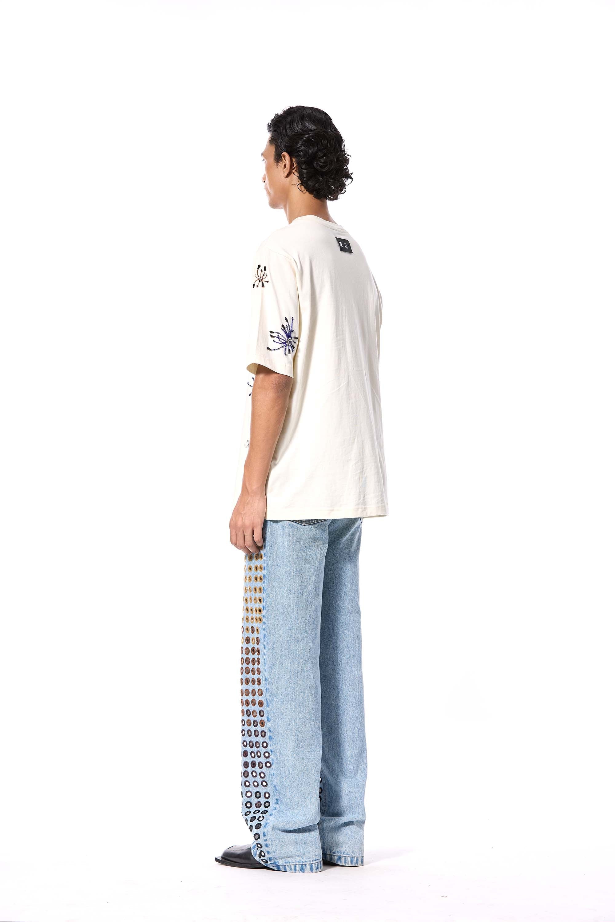 DIAMANTE' EMBELLISHED DENIM PANTS - Kanika Goyal Label