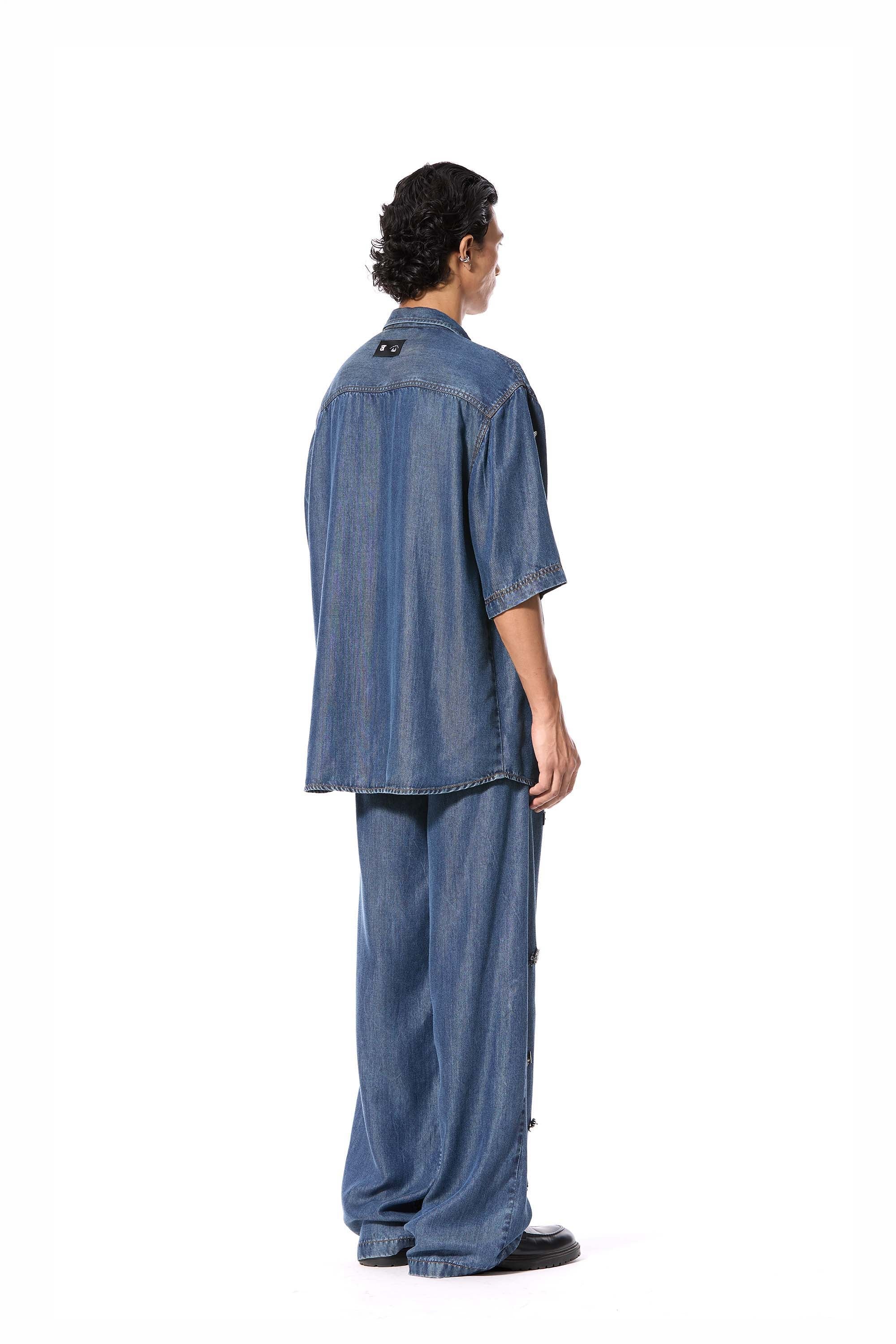 DUSKEI' EMBELLISHED DENIM PANTS - Kanika Goyal Label