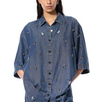 DUSKEI' EMBELLISHED DENIM SHIRT - Kanika Goyal Label