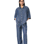 DUSKEI' EMBELLISHED DENIM SHIRT - Kanika Goyal Label