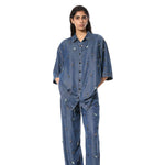 DUSKEI' EMBELLISHED DENIM SHIRT - Kanika Goyal Label